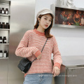 Autumn Winter Long Sleeves stripe sweater women crew neck women cape loose sweater stripe